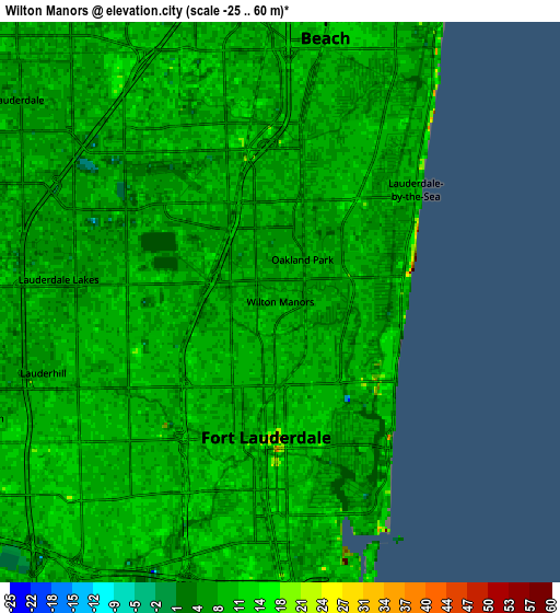 Zoom OUT 2x Wilton Manors, United States elevation map