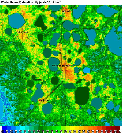 Zoom OUT 2x Winter Haven, United States elevation map