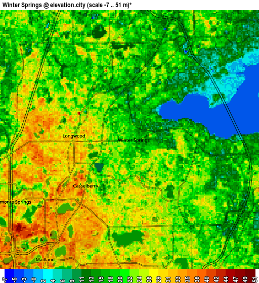 Zoom OUT 2x Winter Springs, United States elevation map