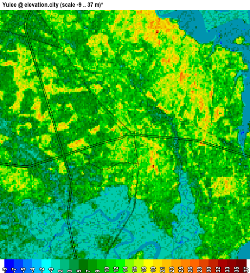 Zoom OUT 2x Yulee, United States elevation map