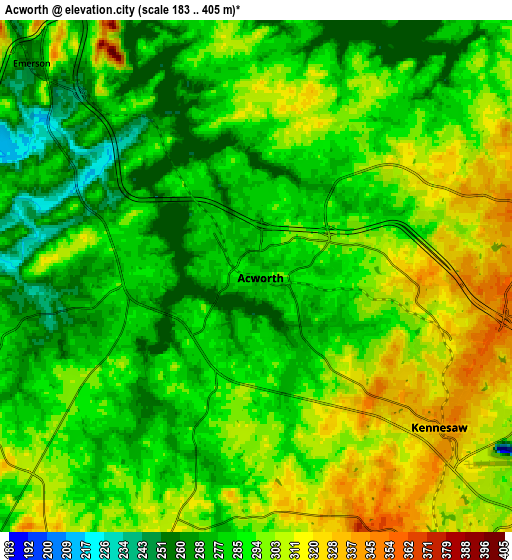 Zoom OUT 2x Acworth, United States elevation map