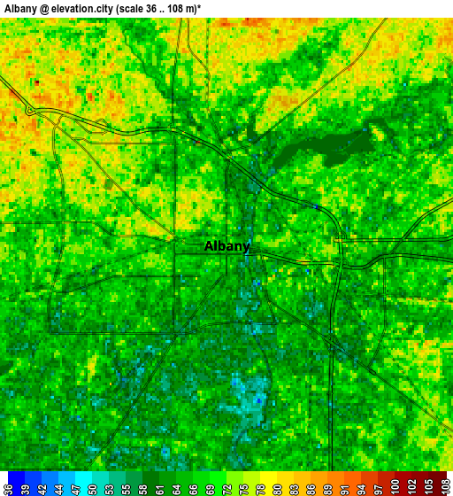 Zoom OUT 2x Albany, United States elevation map