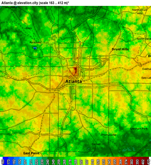 Zoom OUT 2x Atlanta, United States elevation map