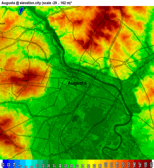 Zoom OUT 2x Augusta, United States elevation map