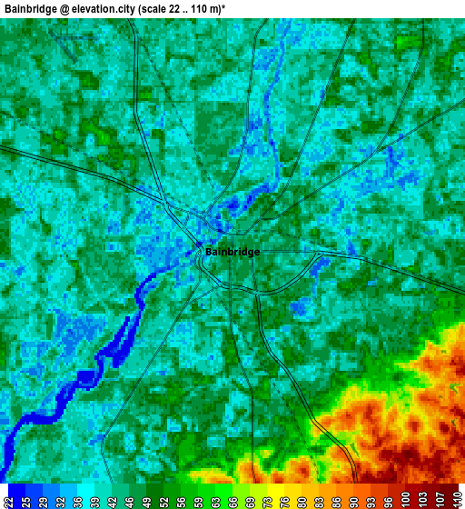 Zoom OUT 2x Bainbridge, United States elevation map