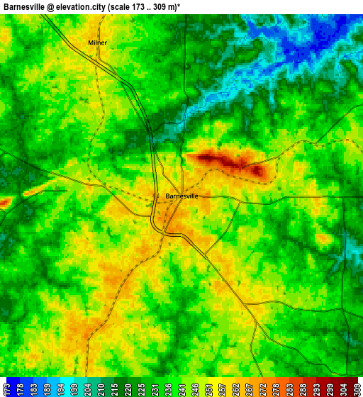 Zoom OUT 2x Barnesville, United States elevation map