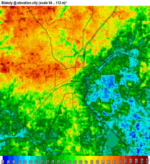 Zoom OUT 2x Blakely, United States elevation map