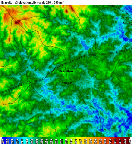 Zoom OUT 2x Braselton, United States elevation map