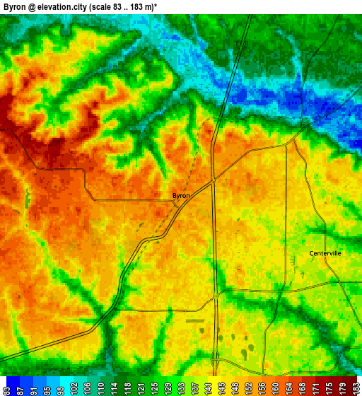 Zoom OUT 2x Byron, United States elevation map