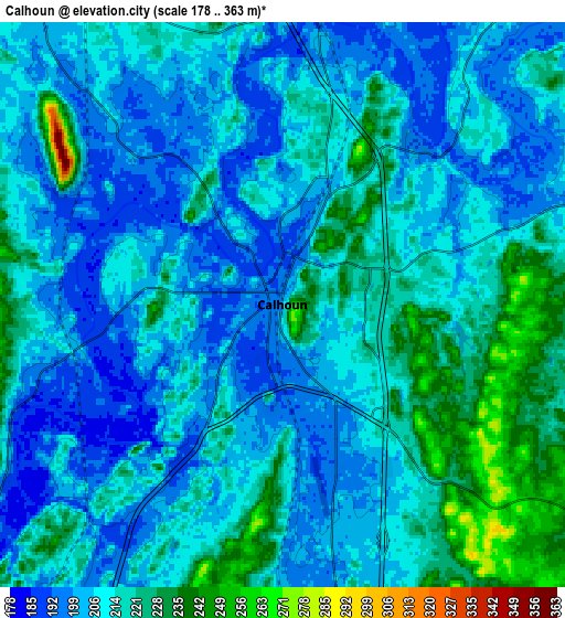 Zoom OUT 2x Calhoun, United States elevation map