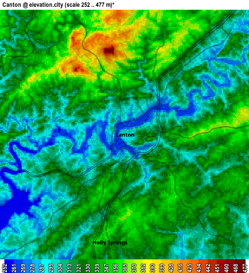 Zoom OUT 2x Canton, United States elevation map