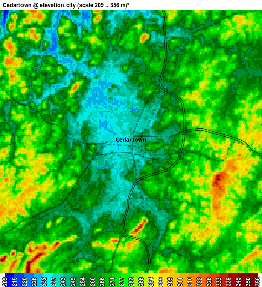 Zoom OUT 2x Cedartown, United States elevation map