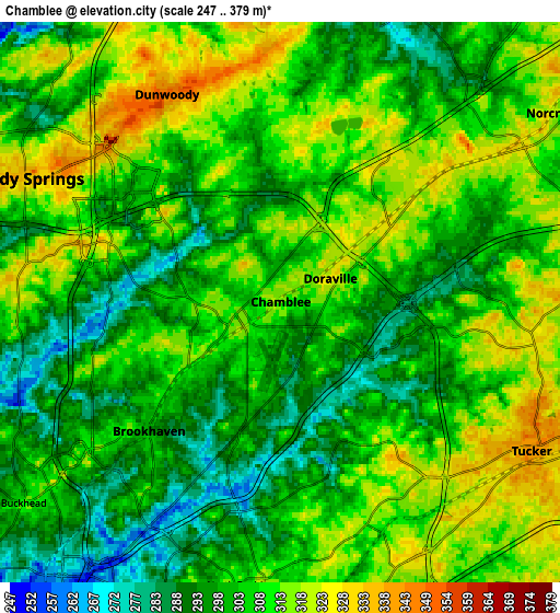 Zoom OUT 2x Chamblee, United States elevation map