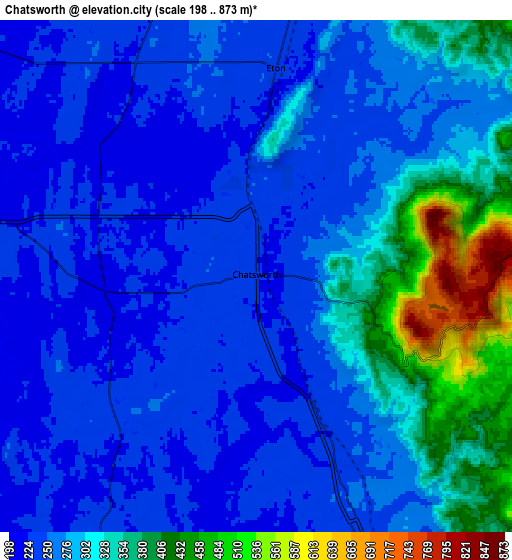 Zoom OUT 2x Chatsworth, United States elevation map