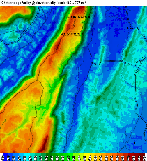 Zoom OUT 2x Chattanooga Valley, United States elevation map