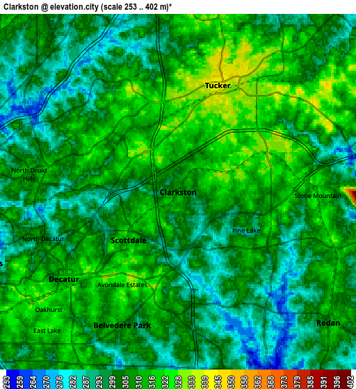 Zoom OUT 2x Clarkston, United States elevation map