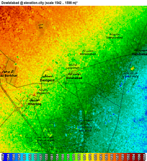 Zoom OUT 2x Dowlatābād, Iran elevation map