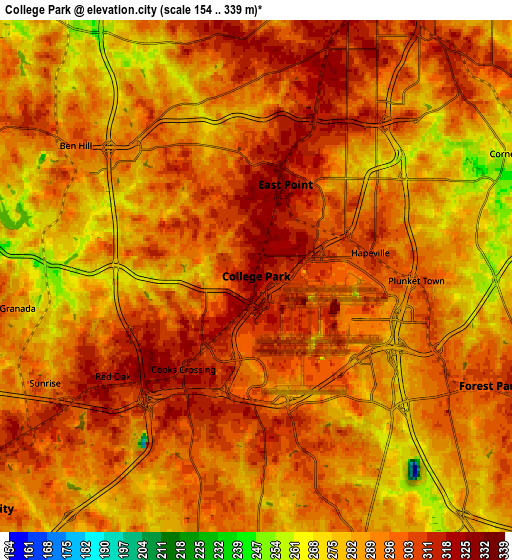 Zoom OUT 2x College Park, United States elevation map