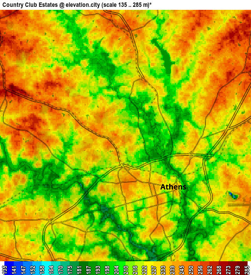 Zoom OUT 2x Country Club Estates, United States elevation map