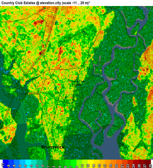 Zoom OUT 2x Country Club Estates, United States elevation map