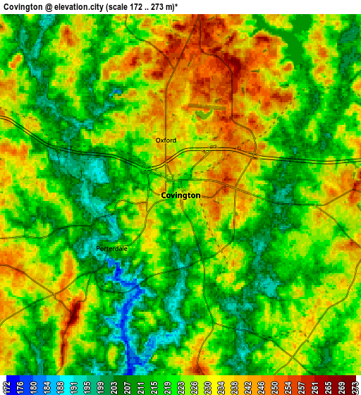 Zoom OUT 2x Covington, United States elevation map