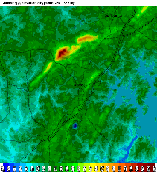 Zoom OUT 2x Cumming, United States elevation map