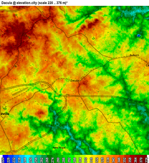 Zoom OUT 2x Dacula, United States elevation map