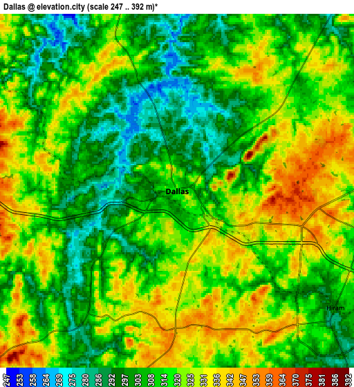 Zoom OUT 2x Dallas, United States elevation map