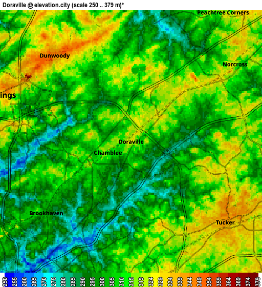 Zoom OUT 2x Doraville, United States elevation map