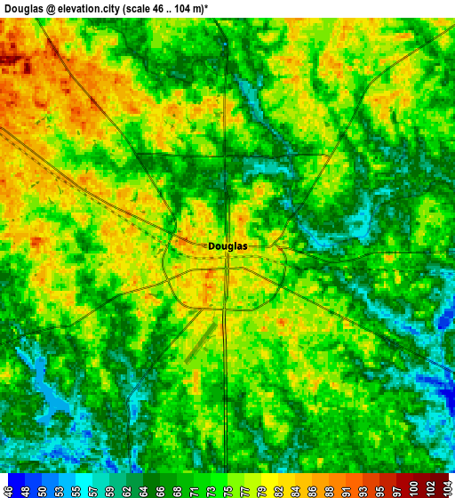 Zoom OUT 2x Douglas, United States elevation map