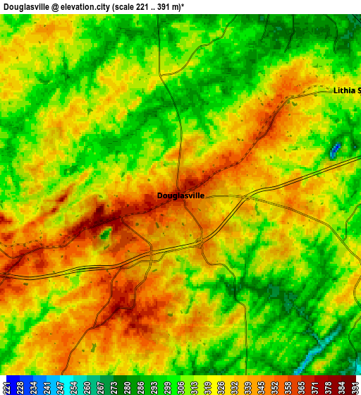 Zoom OUT 2x Douglasville, United States elevation map