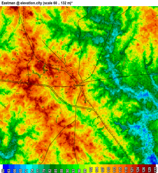 Zoom OUT 2x Eastman, United States elevation map