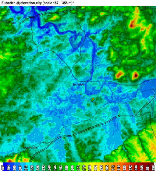 Zoom OUT 2x Euharlee, United States elevation map
