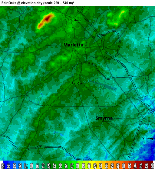 Zoom OUT 2x Fair Oaks, United States elevation map