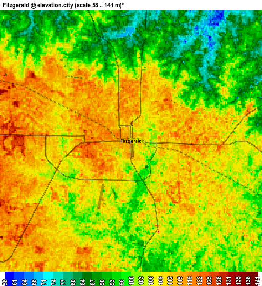 Zoom OUT 2x Fitzgerald, United States elevation map