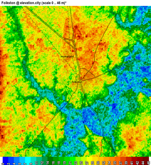 Zoom OUT 2x Folkston, United States elevation map