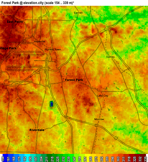 Zoom OUT 2x Forest Park, United States elevation map