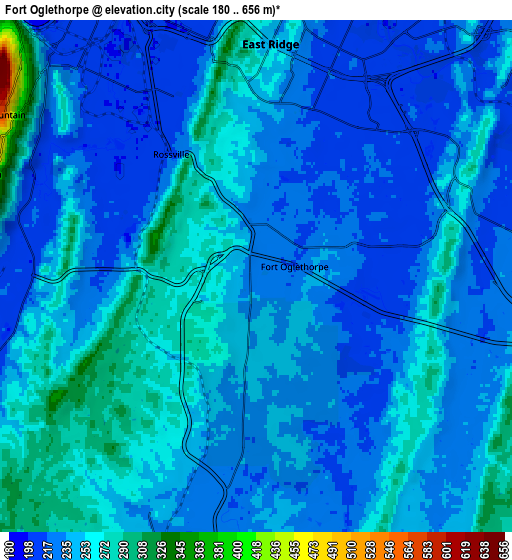 Zoom OUT 2x Fort Oglethorpe, United States elevation map