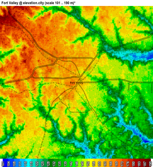 Zoom OUT 2x Fort Valley, United States elevation map