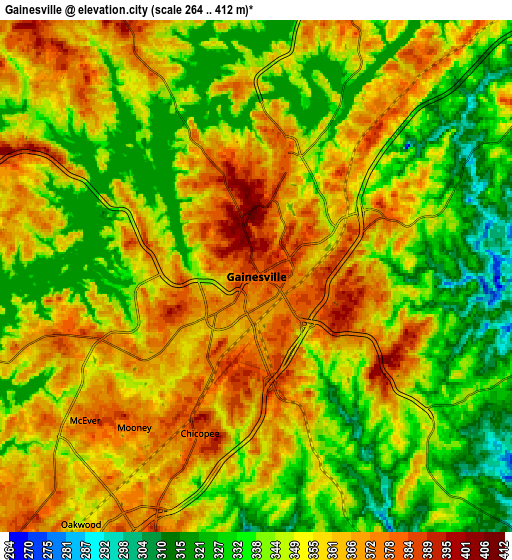 Zoom OUT 2x Gainesville, United States elevation map