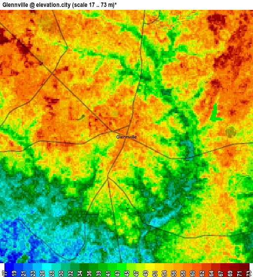 Zoom OUT 2x Glennville, United States elevation map