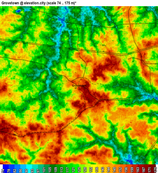 Zoom OUT 2x Grovetown, United States elevation map