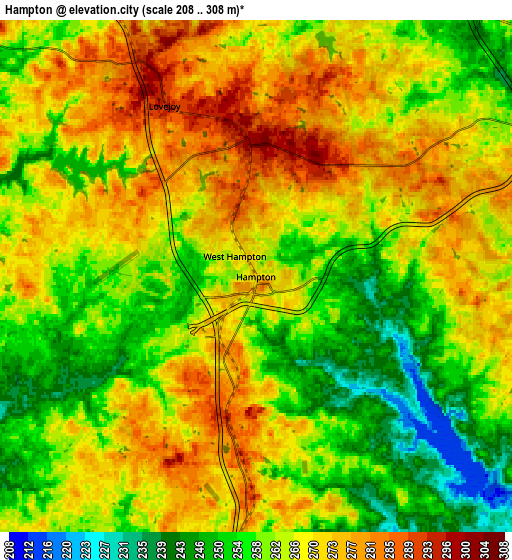 Zoom OUT 2x Hampton, United States elevation map