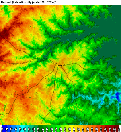 Zoom OUT 2x Hartwell, United States elevation map