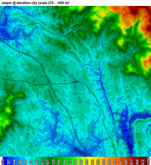 Zoom OUT 2x Jasper, United States elevation map