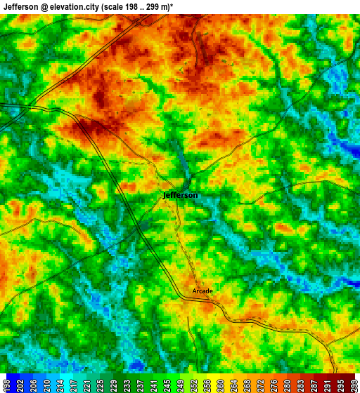 Zoom OUT 2x Jefferson, United States elevation map