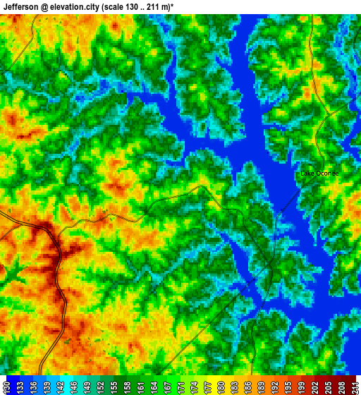 Zoom OUT 2x Jefferson, United States elevation map