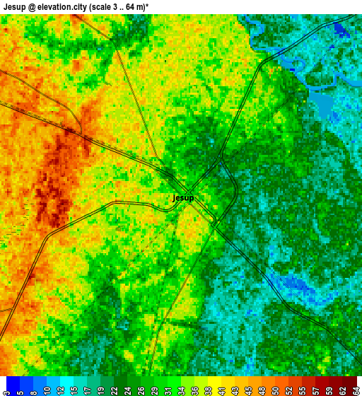 Zoom OUT 2x Jesup, United States elevation map