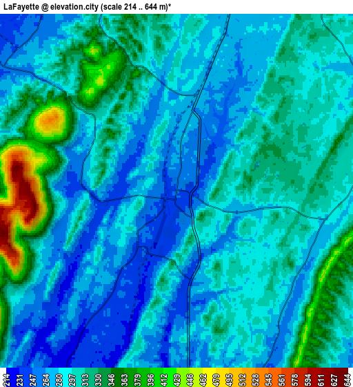 Zoom OUT 2x LaFayette, United States elevation map