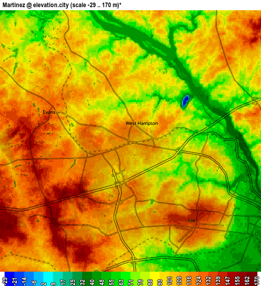 Zoom OUT 2x Martinez, United States elevation map